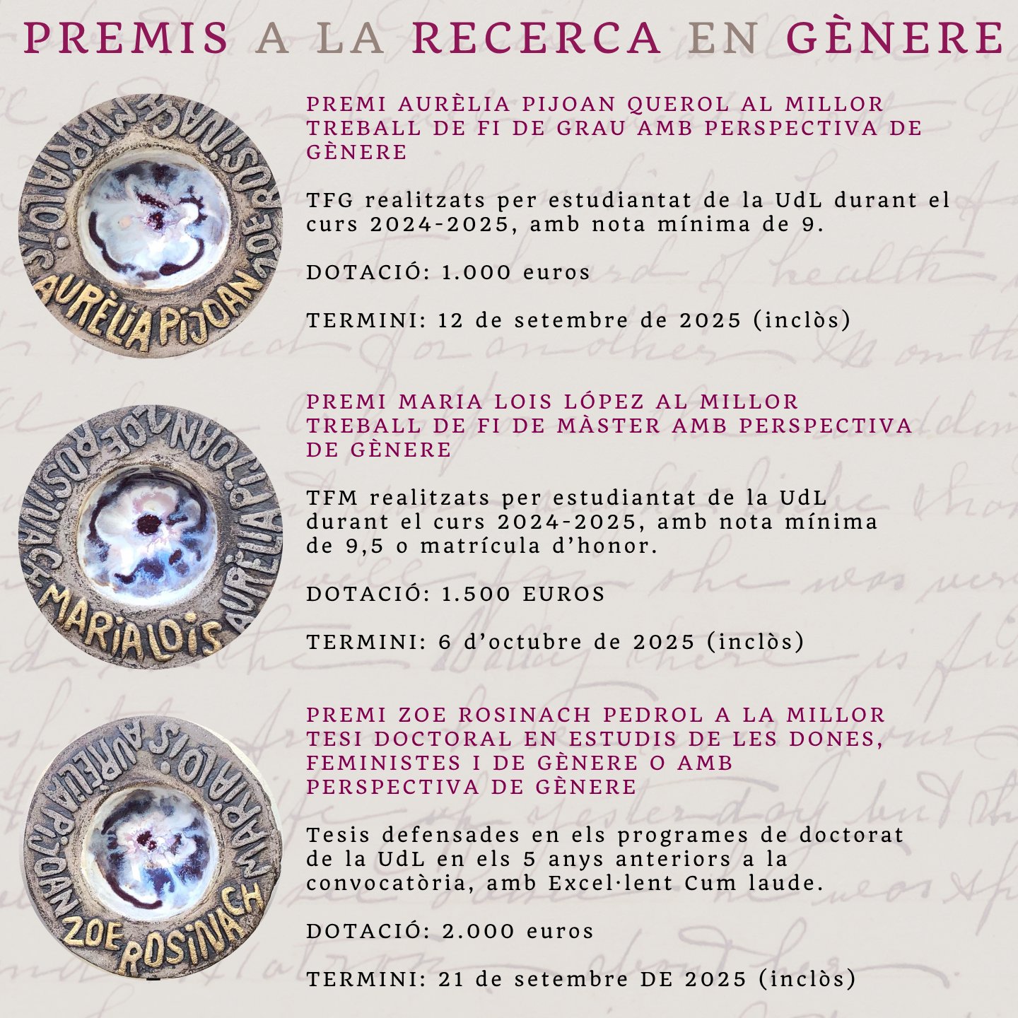 Premis en recerca amb perspectiva de gènere de la UdL