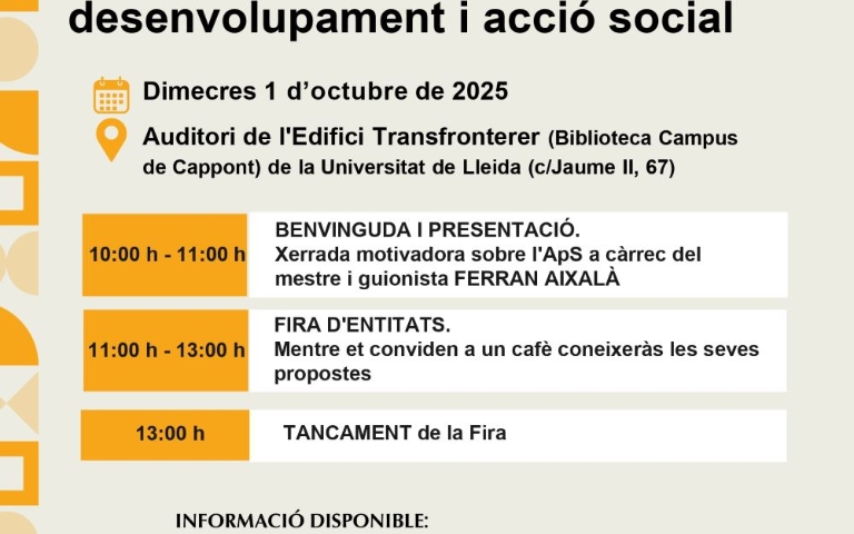 Fira d'entitats: Fes un TDG/TFM amb impacte real des de l'Aprenentatge Servei (ApS)