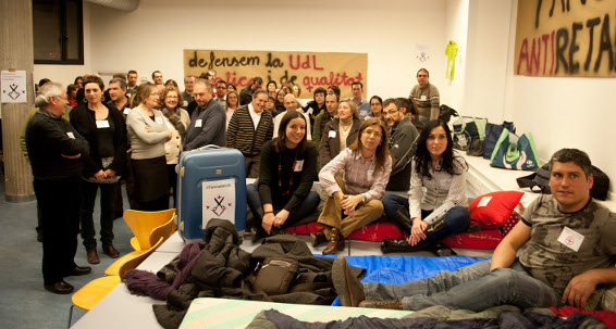 Tancada a la UdL contra les retallades. Universitat de Lleida