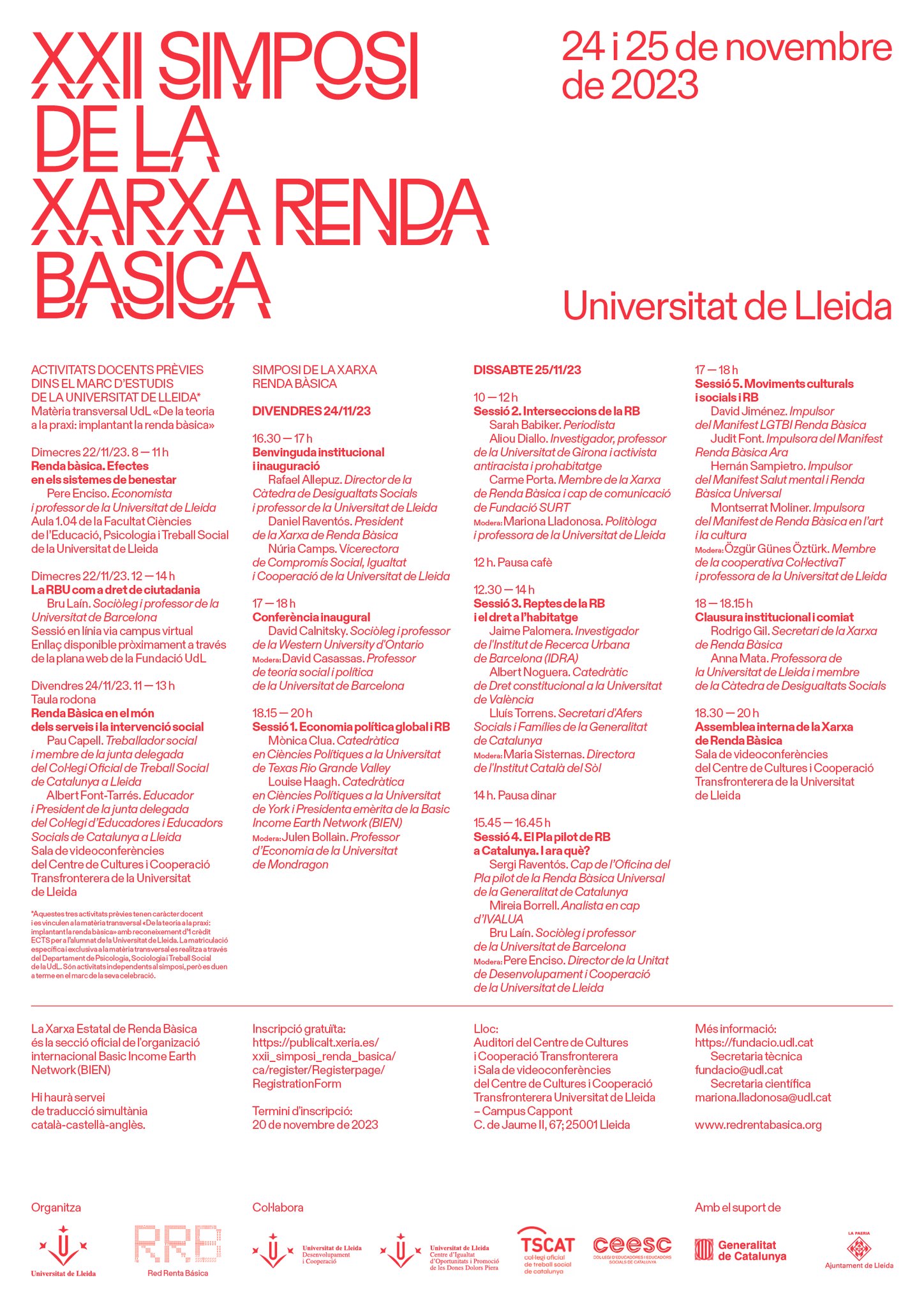 XXII Simposi de la Xarxa Renda Bàsica XXII Simposi de la Xarxa Renda Bàsica