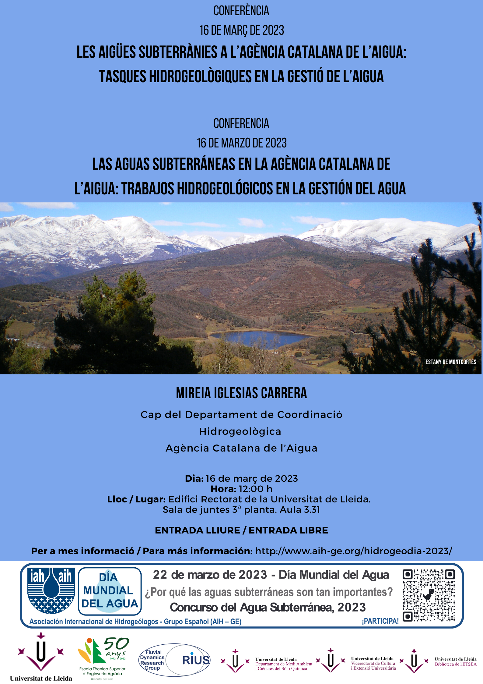 Conferència: Les aigües subterrànies a l'Agència Catalana de l'Aigua: Tasques hidrogeològiques en la gestió de l'aigua Conferència: Les aigües subterrànies a l'Agència Catalana de l'Aigua: Tasques hidrogeològiques en la gestió de l'aigua