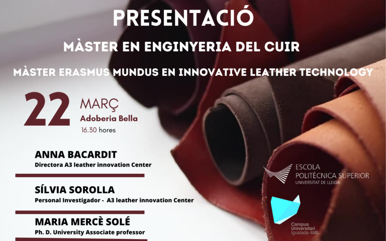 Presentació del Màster en Enginyeria del Cuir i el Màster Universitari Erasmus Mundus en Innovative Leather Technology