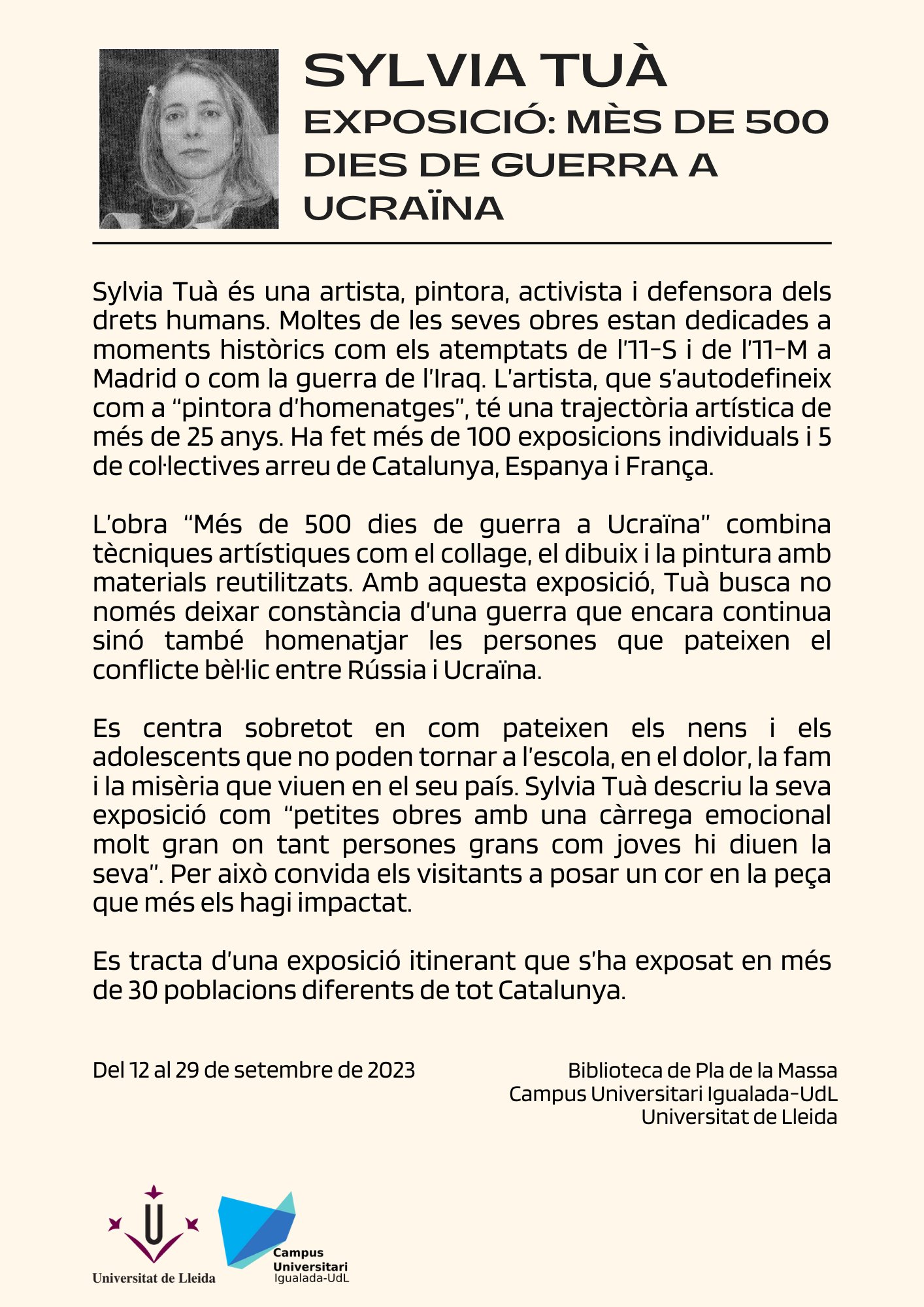 Exposició: Mès de 500 dies de guerra a Ucraïna, de Sylvia Tuà Exposició: Mès de 500 dies de guerra a Ucraïna, de Sylvia Tuà