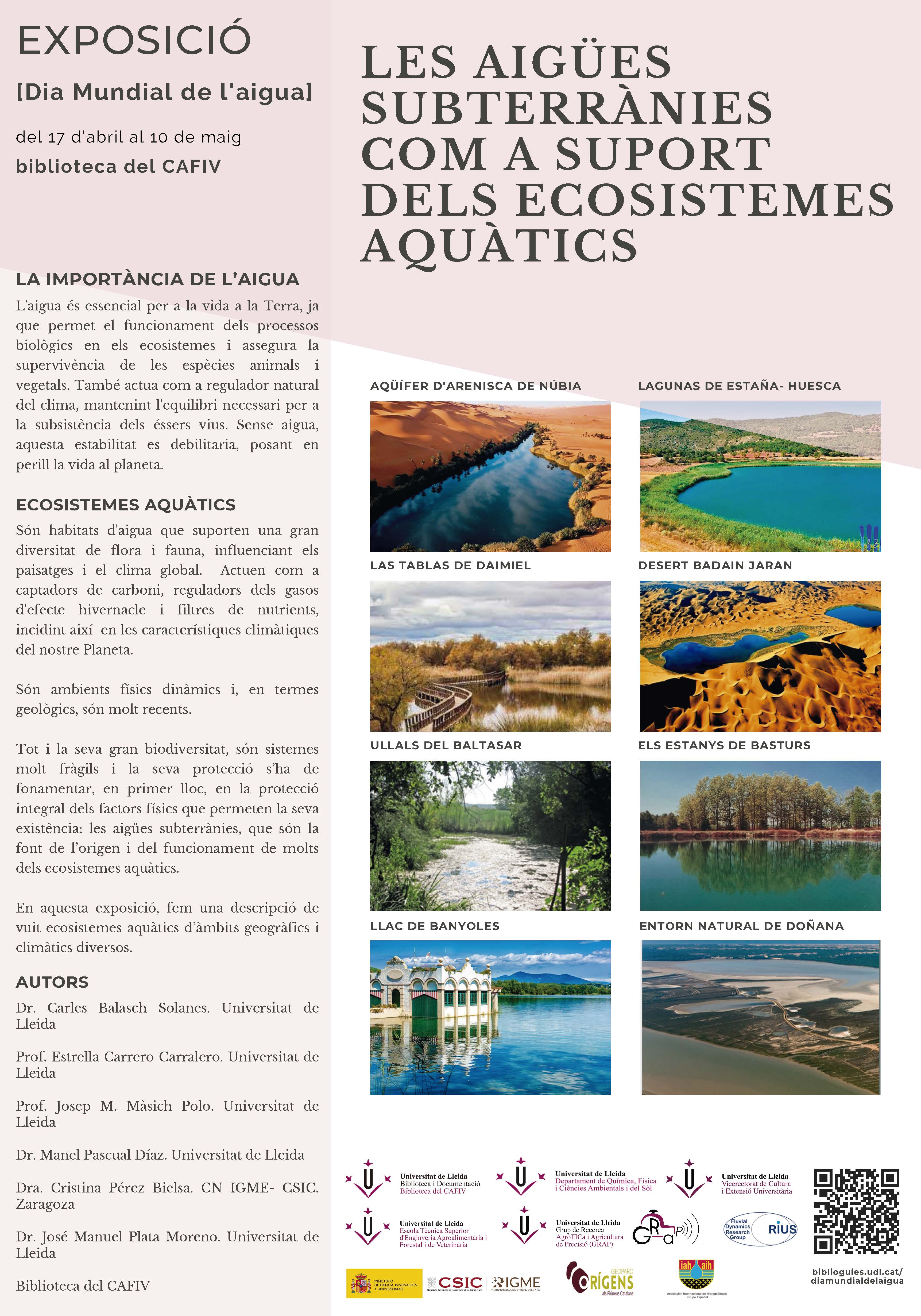 Exposició: Les aigües subterrànies com a suport dels ecosistemes aquàtics Exposició: Les aigües subterrànies com a suport dels ecosistemes aquàtics
