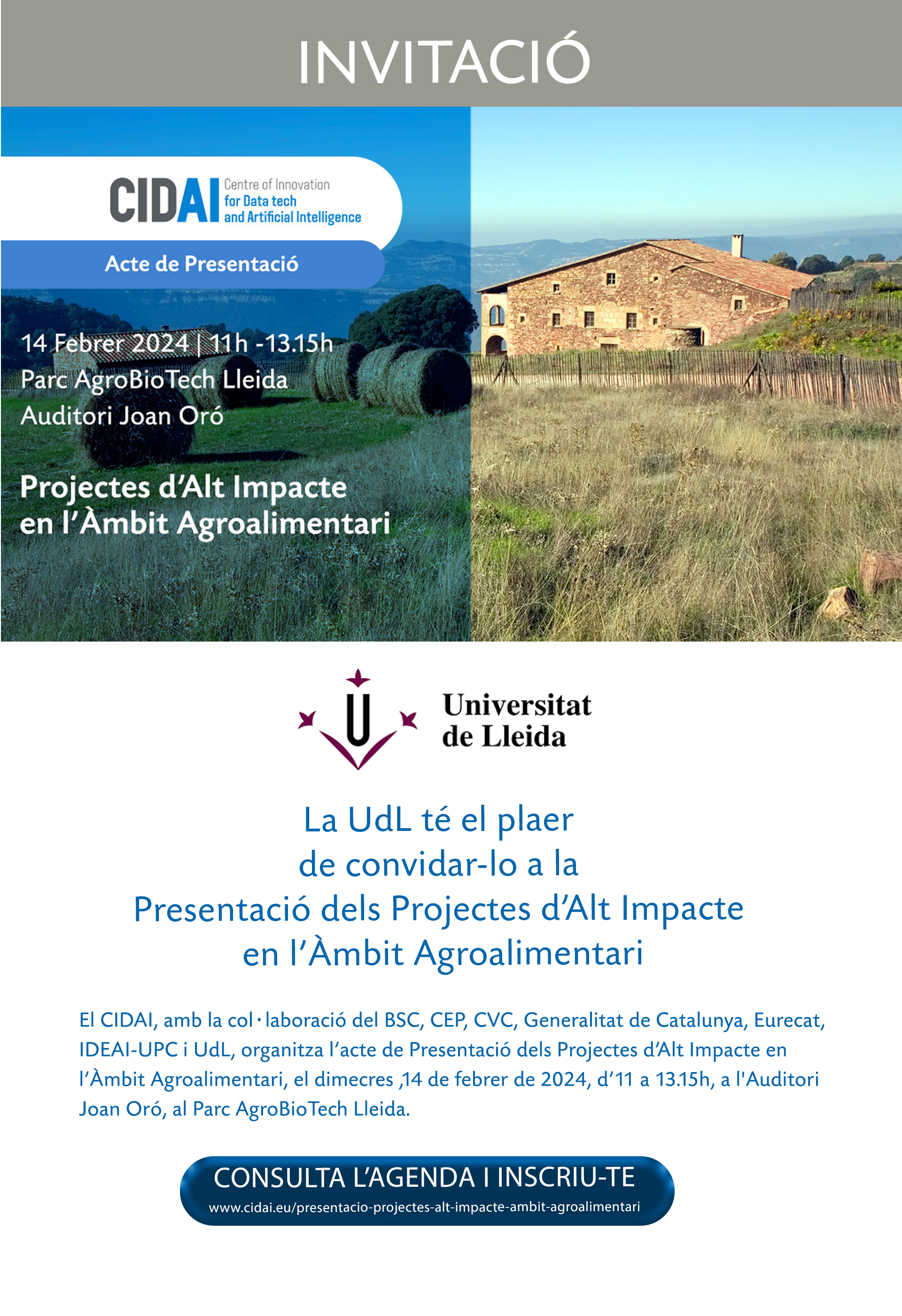 Presentació: Projectes d’Alt Impacte en l’Àmbit Agroalimentari. Presentació: Projectes d’Alt Impacte en l’Àmbit Agroalimentari.