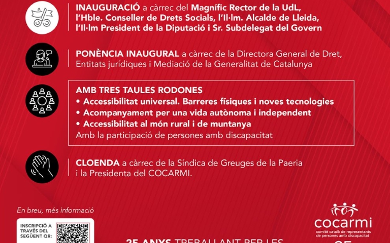 Jornada de commemoració del 25è aniversari del COCARMI: Accessibilitat, autonomia i discapacitat