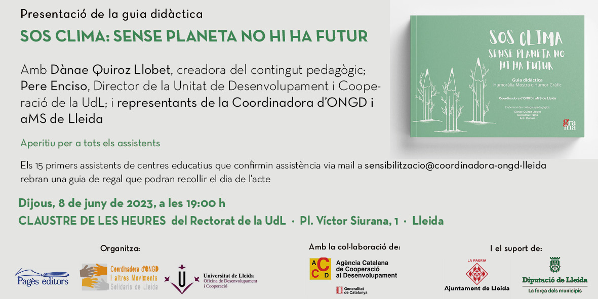 Presentem la versió impresa de la guia didàctica SOS Clima, un recurs per abordar la crisi climàtica a l'aula Presentem la versió impresa de la guia didàctica SOS Clima, un recurs per abordar la crisi climàtica a l'aula