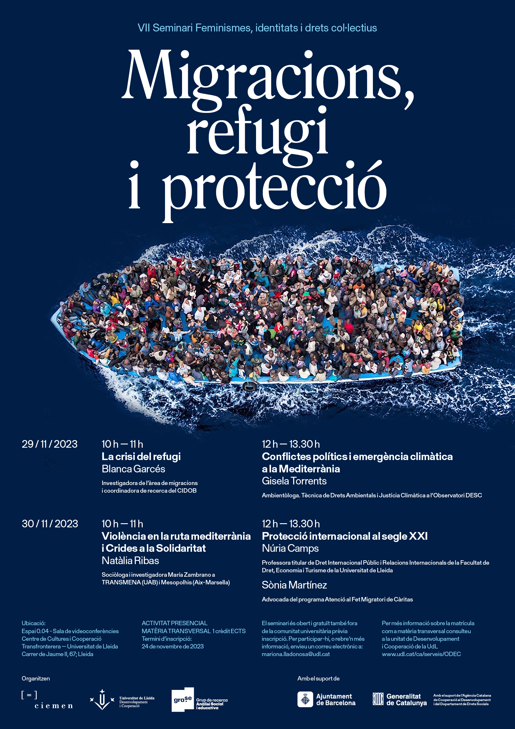 VII Seminari Feminismes, Identitats i Drets Col·lectius: Migracions, Refugi i Protecció.
