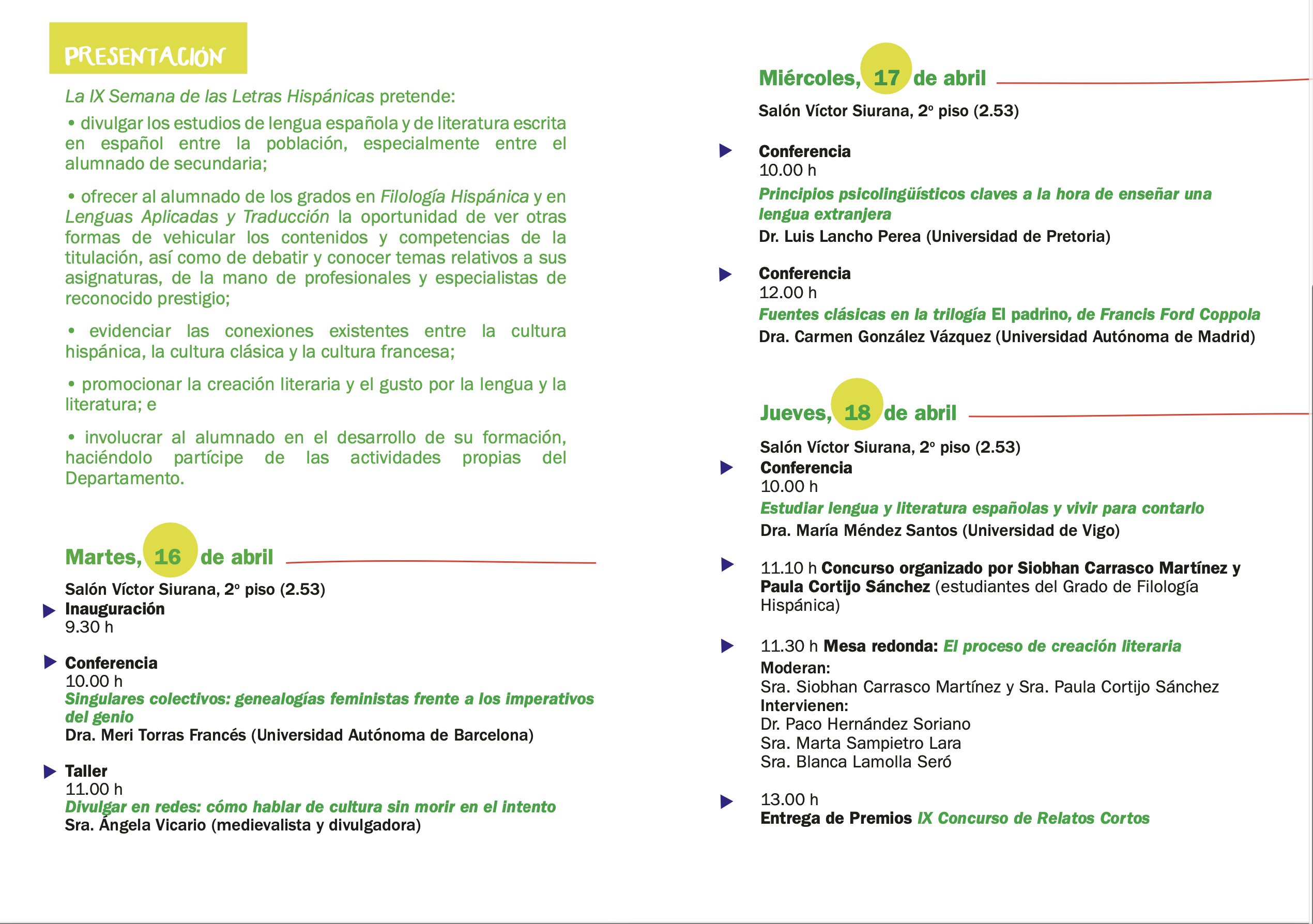 Setmana Lletres Hispaniques UdL 2024 Setmana Lletres Hispaniques UdL 2024