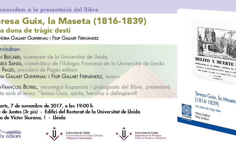 Presentació: Teresa Guix, la Maseta (1816-1839). Una dona de tràgic destí