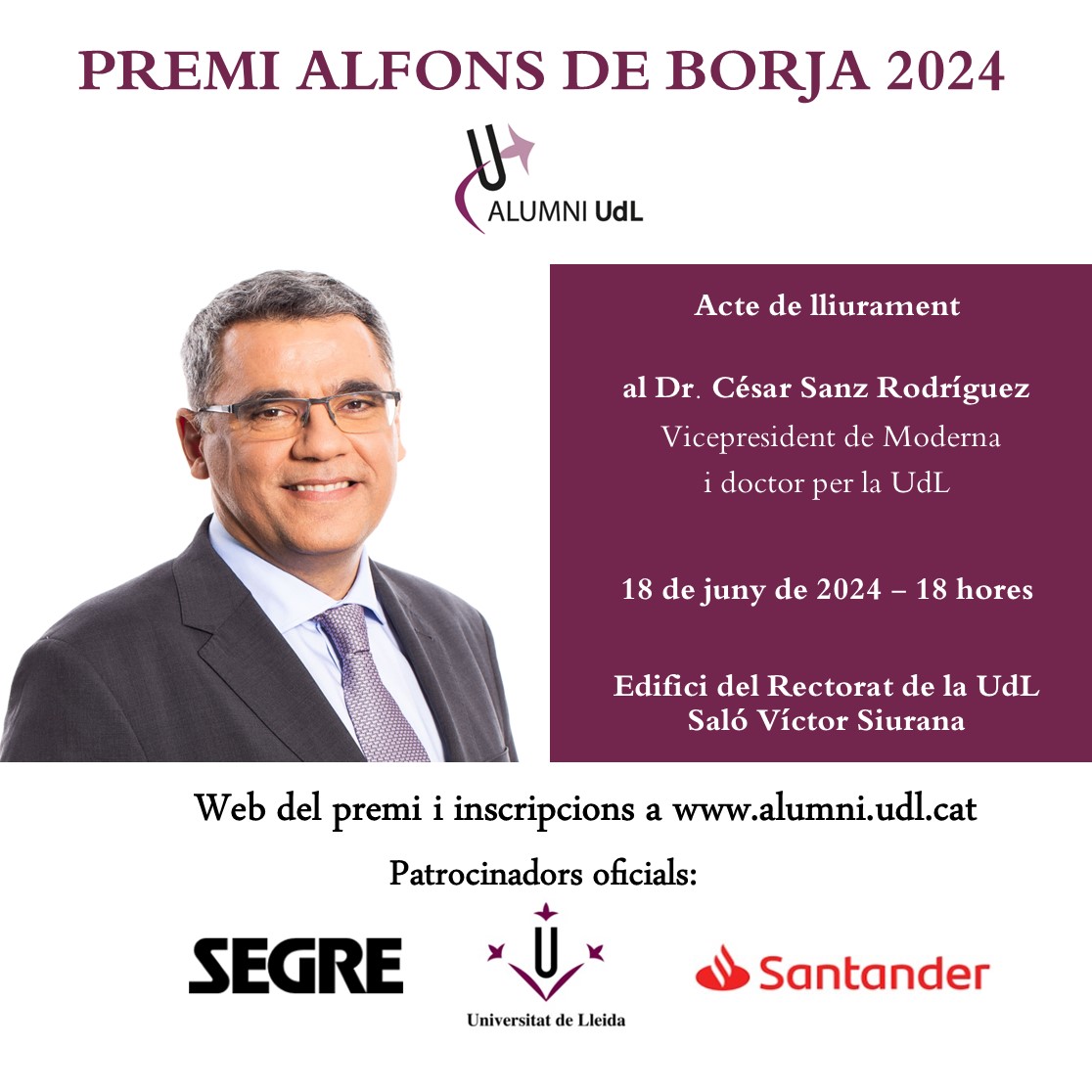 Permi Alfons de Borja d'Alumni UdL 2024 Permi Alfons de Borja d'Alumni UdL 2024