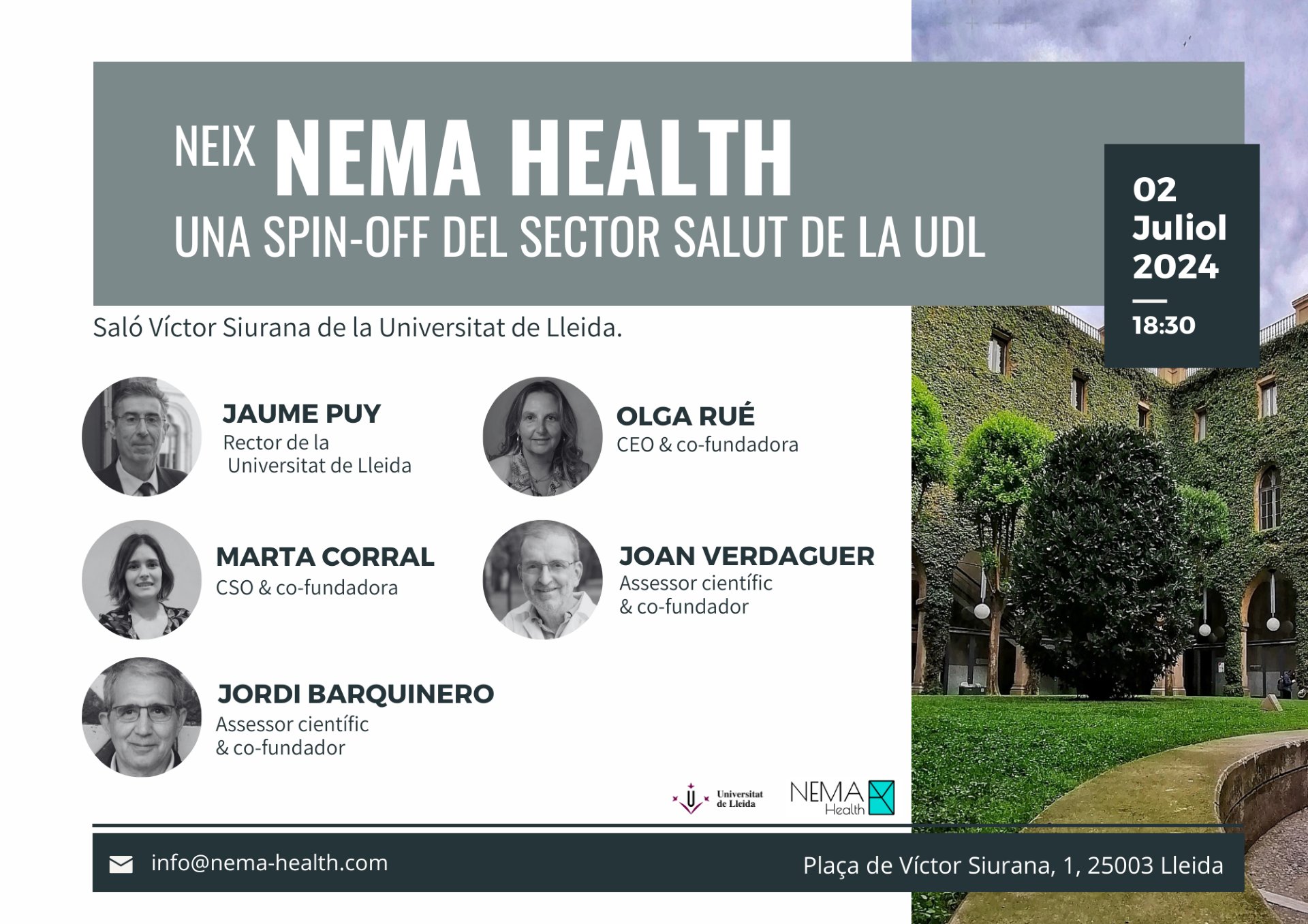 Presentació de Nema Health, una spinoff del sector salut de la UdL Presentació de Nema Health, una spinoff del sector salut de la UdL