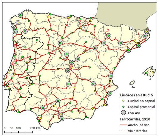 Xarxa ferroviària de la península ibèrica Imatge: Martí-Henneberg (UdL)