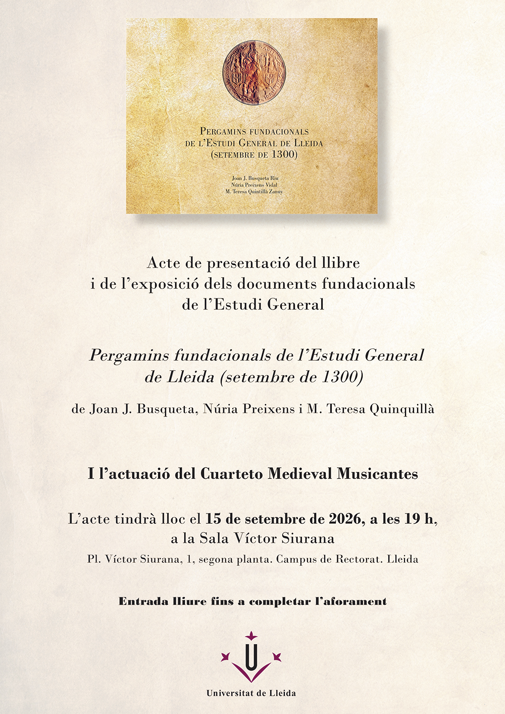 Pergamins fundacionals de l'Estudi General de Lleida (setembre de 1300)