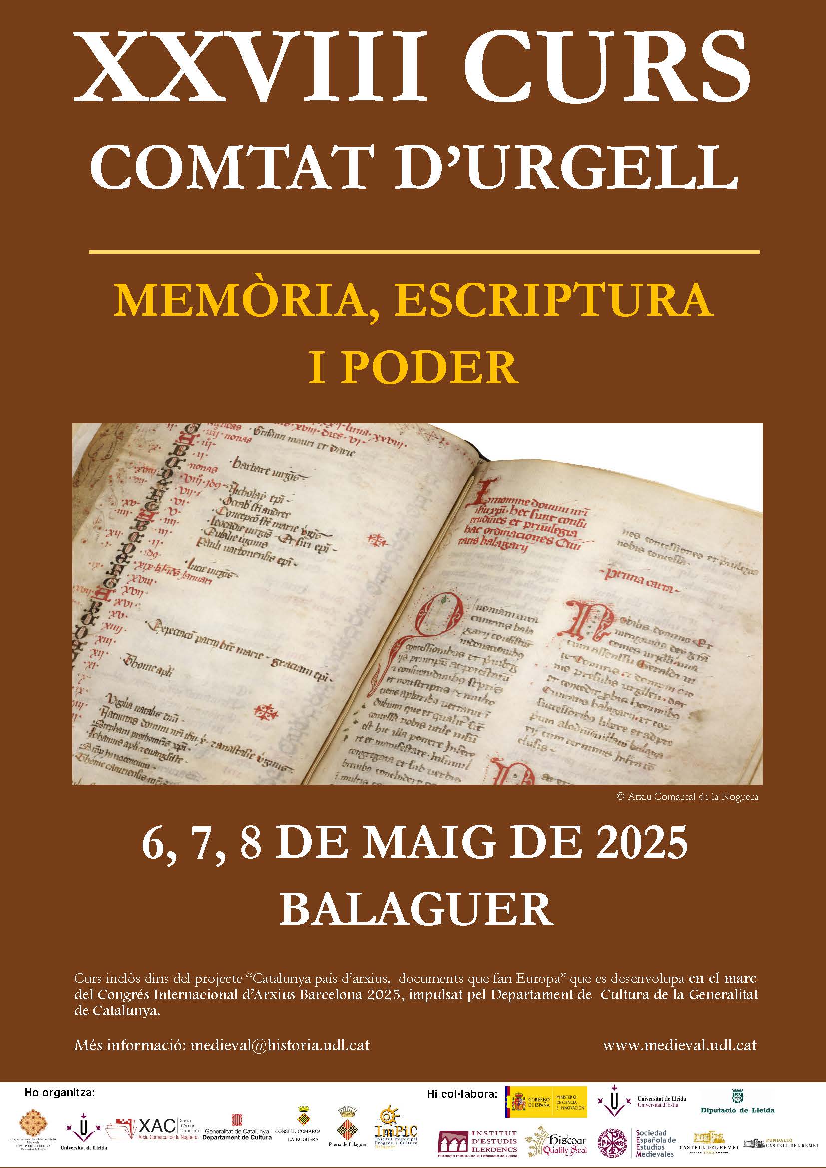 28a edició de la Càtedra d’Estudis Medievals Comtat d’Urgel 28a edició de la Càtedra d’Estudis Medievals Comtat d’Urgel