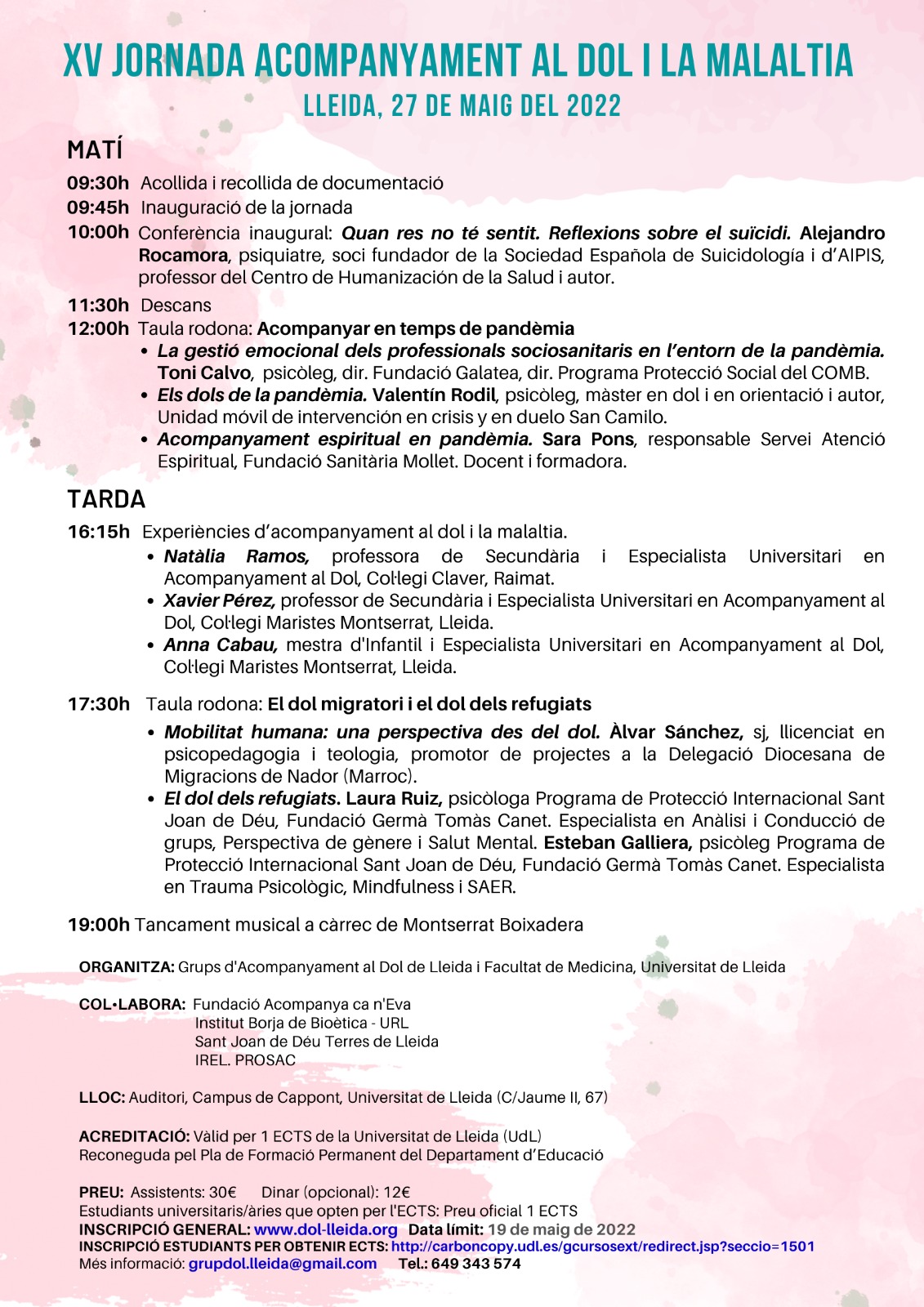 XV Jornada Acompanyament al Dol i la Malaltia XV Jornada Acompanyament al Dol i la Malaltia