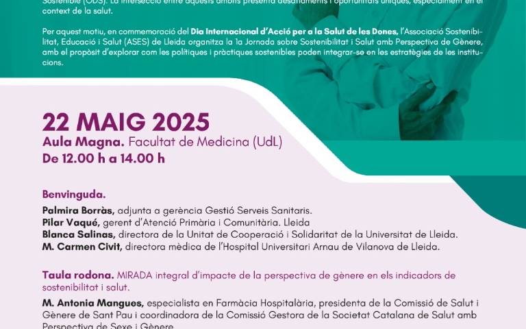 1a Jornada sobre Sostenibilitat i Salut amb Perspectiva de Gènere