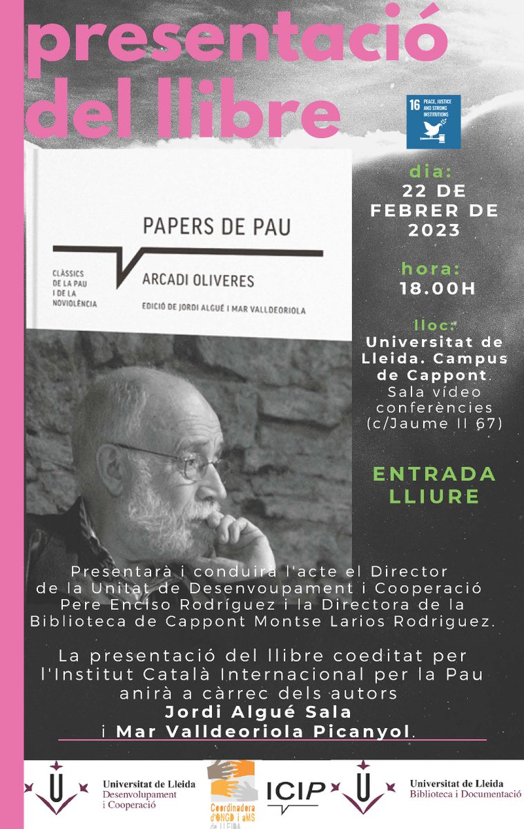 Acte en record de l'Arcadi Oliveres. Presentació del llibre: Papers de pau Acte en record de l'Arcadi Oliveres. Presentació del llibre: Papers de pau