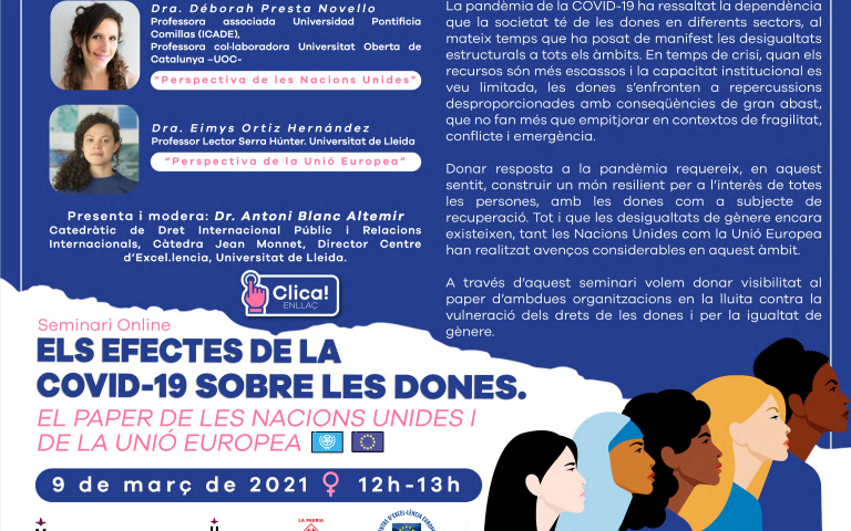 Seminari: Els efectes de la COVID-19 sobre les dones. El paper de les Nacions Unides i de la Unió Europea