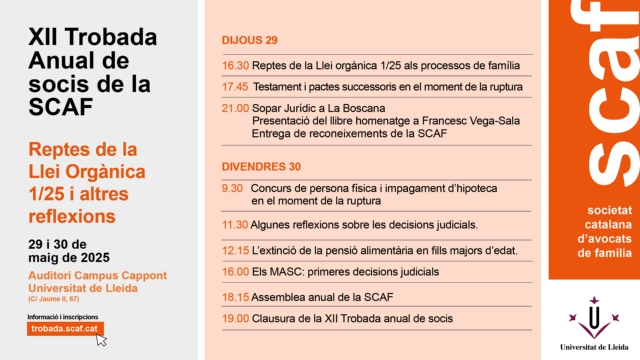 XII Trobada Anual de socis de la Societat Catalana d'Advocats de Família (SCAF)
