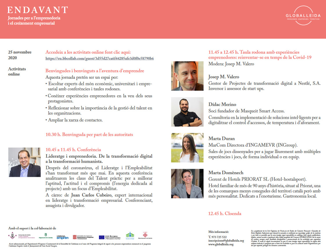 Jornada Endavant, emprèn amb talent, en el marc de les 21es Jornades d'Emprenedoria i Innovació