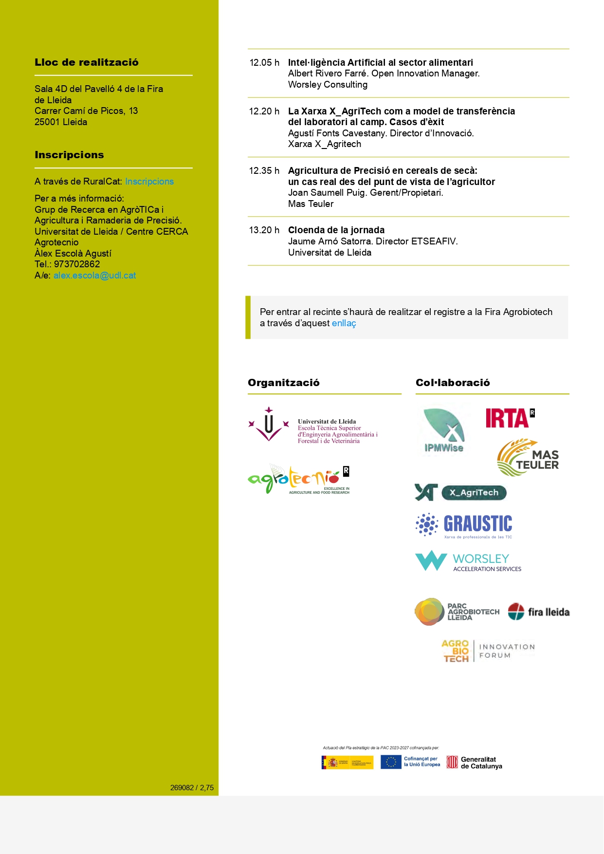 Jornada Tècnica: Recerca i Innovació per a la sostenibilitat: Agricultura de Precisió i tecnologia del laboratori al camp